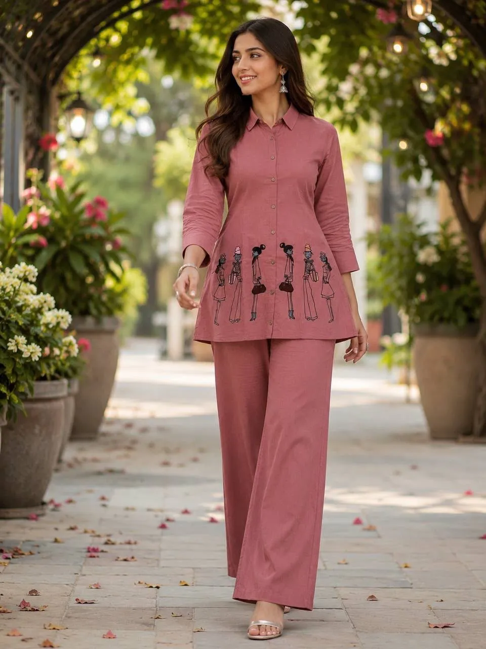 Fvd Taj Vol 2 English Pink Dhabu Cotton Kurti Pant Set 4