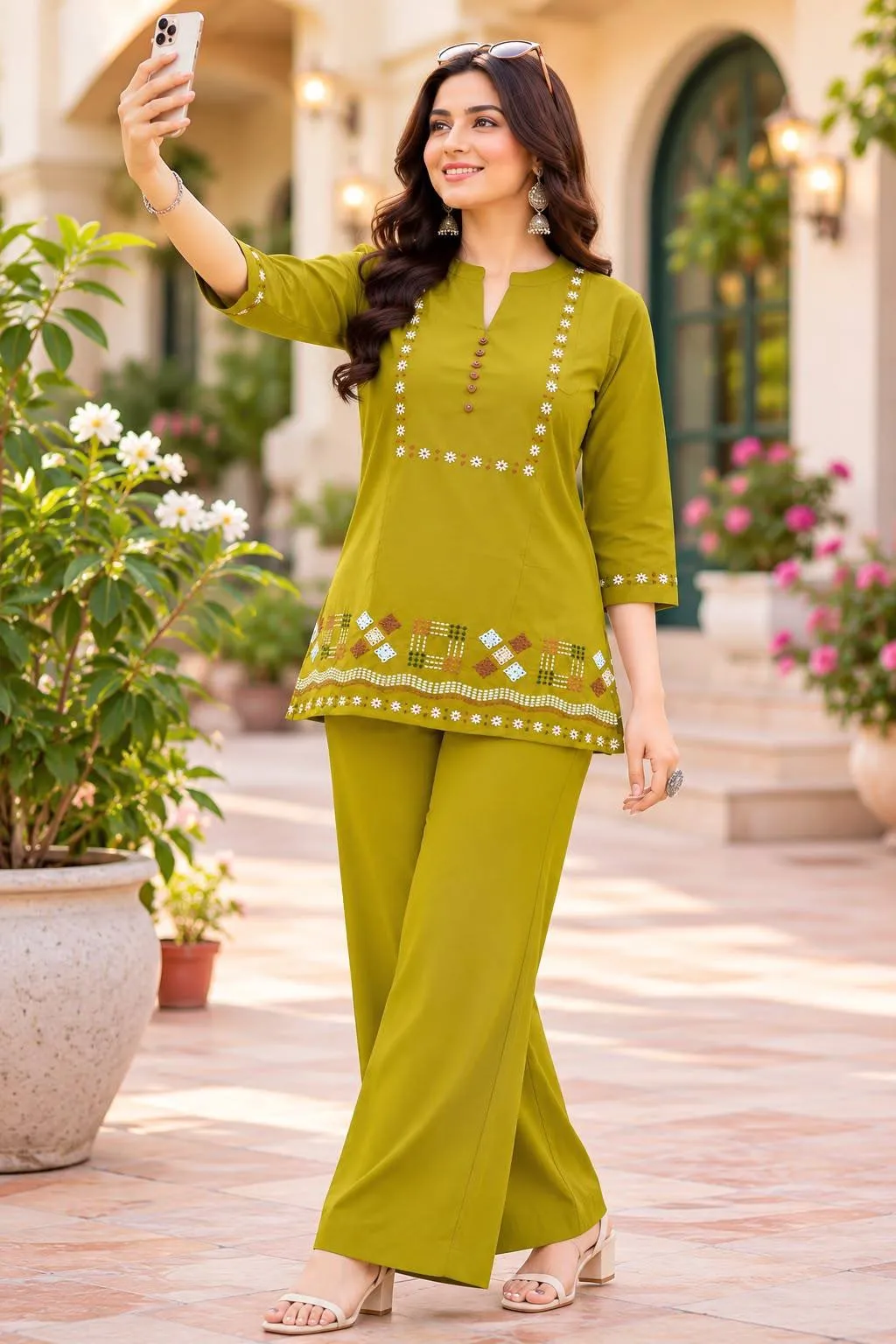 Fvd Tajmahal Maroon Dhabu Cotton Kurti Pant Set 3