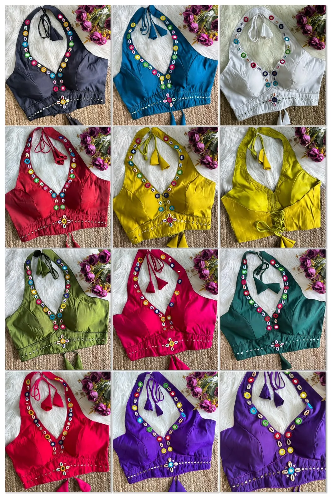 Halter Neck Blouse New 2026 Heavy Roman Silk Blouse