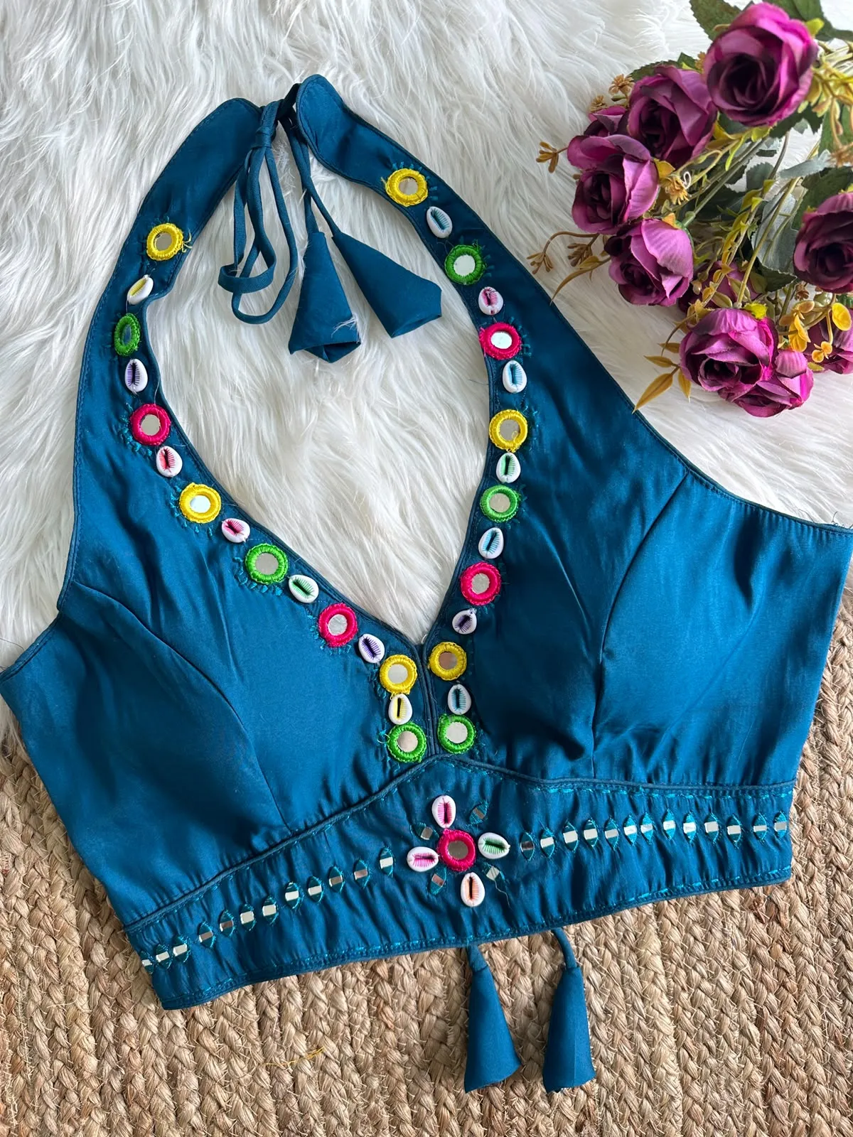 Halter Neck Blouse New 2026 Heavy Roman Silk Blouse 3