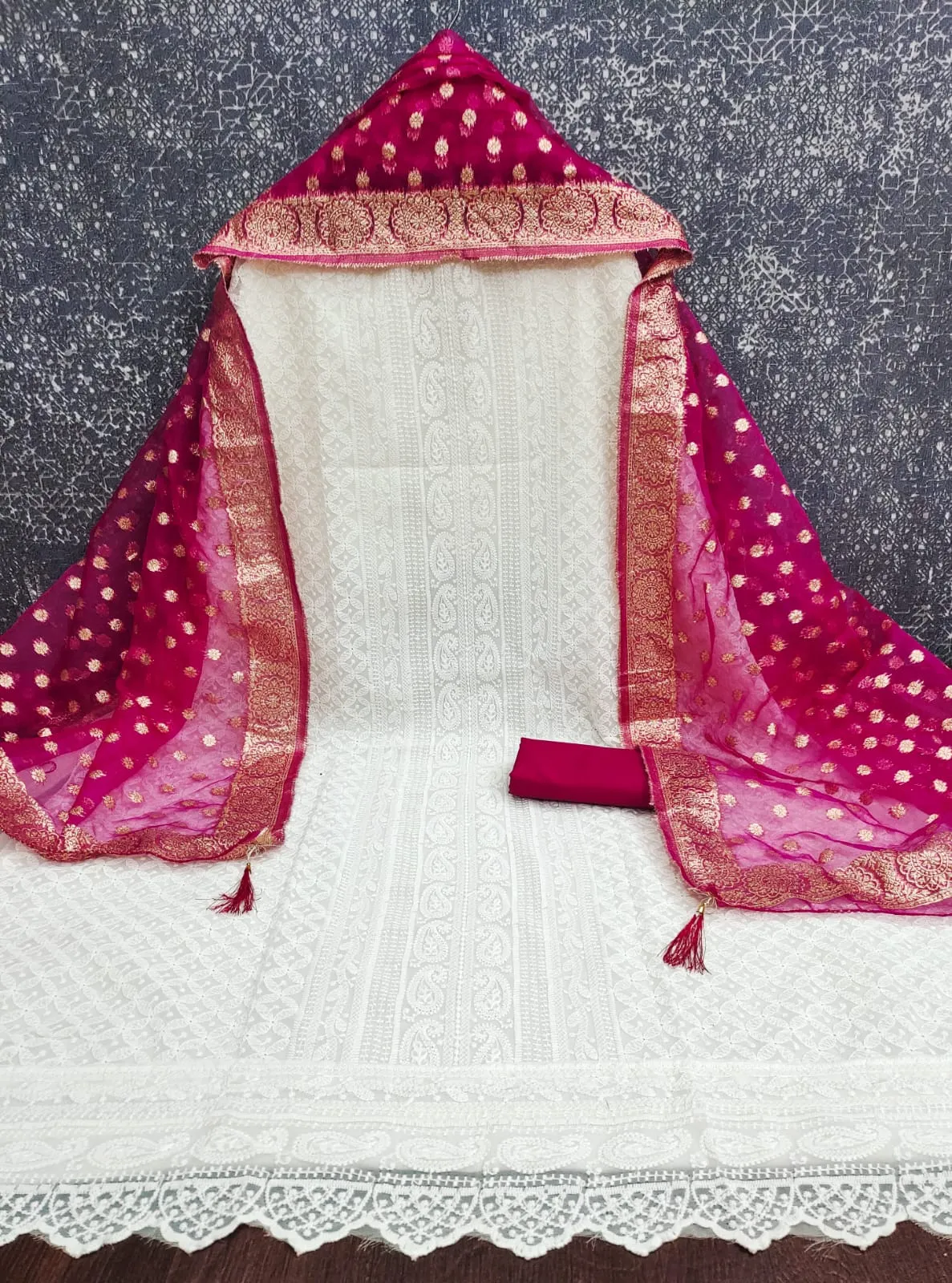 Kepcy Georgette Schiffli Work Dress Materials