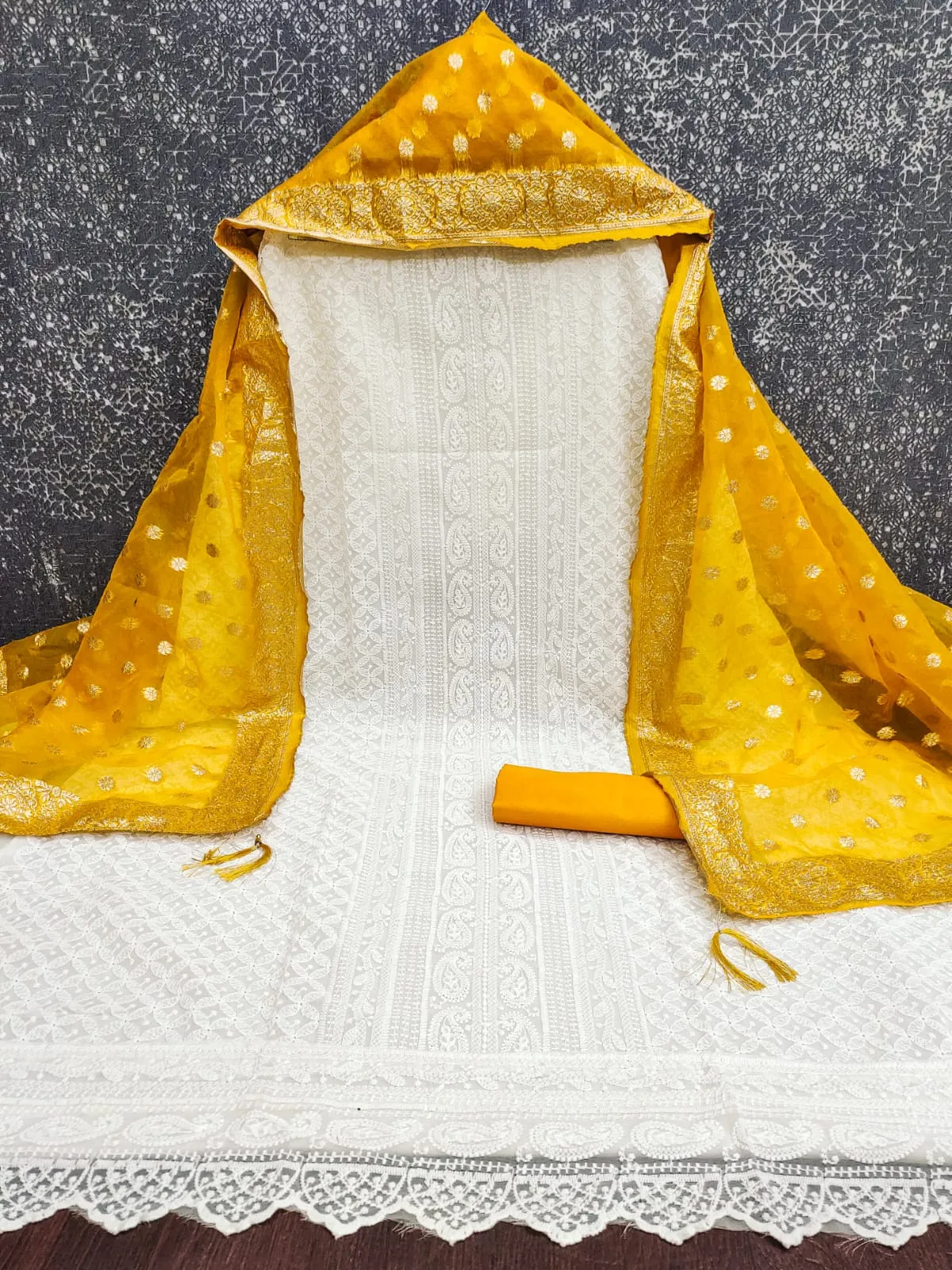 Kepcy Georgette Schiffli Work Dress Materials 2