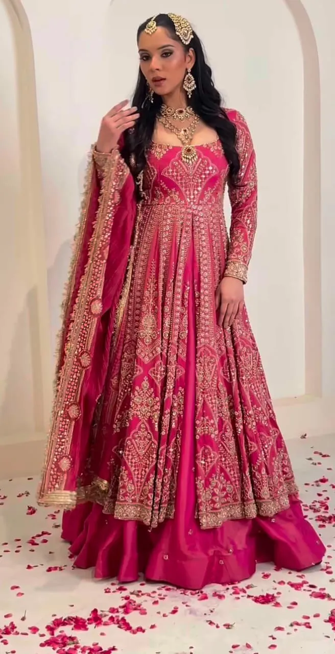 Lehngha Sr 1718 Shimmer Silk With Heavy Embroidery Sequence Work With Sleeves Lehenga Choli