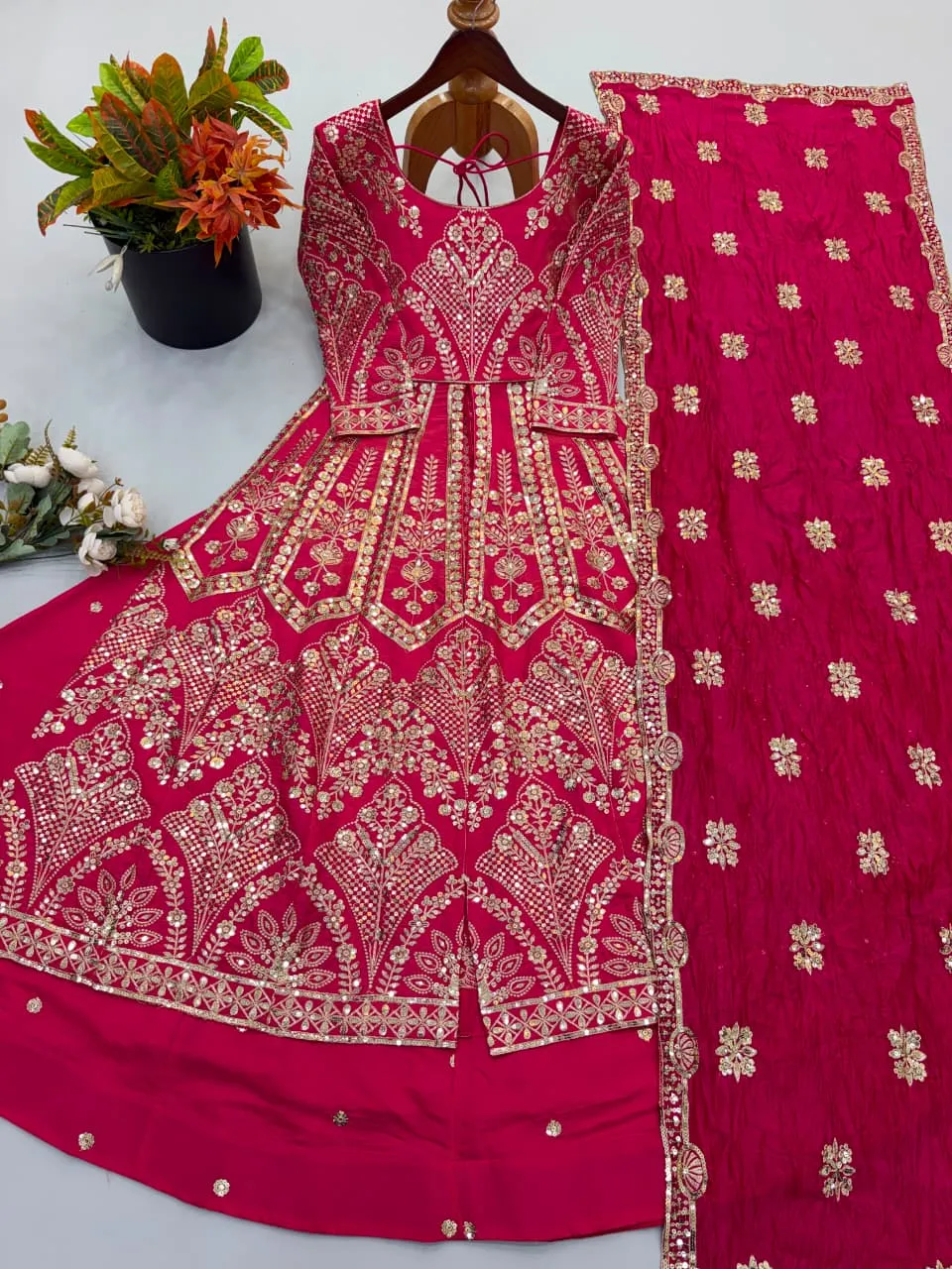 Lehngha Sr 1718 Shimmer Silk With Heavy Embroidery Sequence Work With Sleeves Lehenga Choli 2