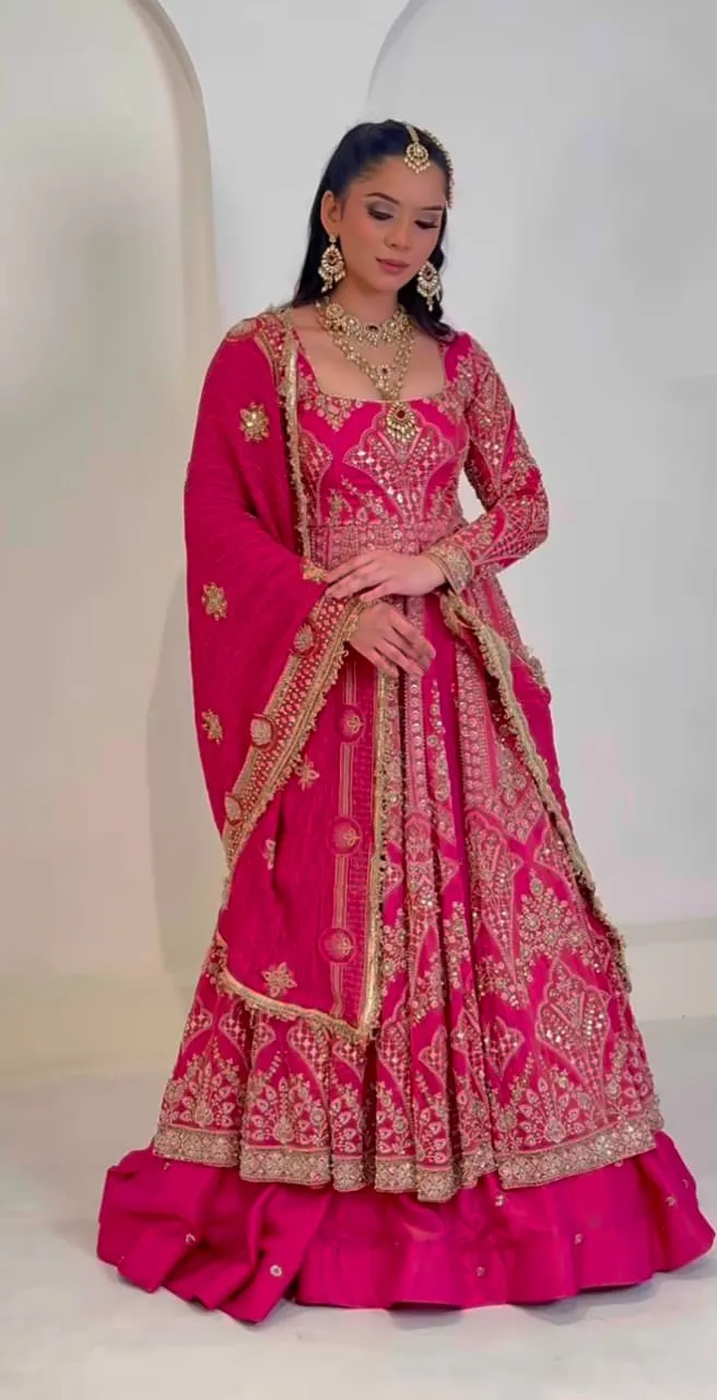 Lehngha Sr 1718 Shimmer Silk With Heavy Embroidery Sequence Work With Sleeves Lehenga Choli 3