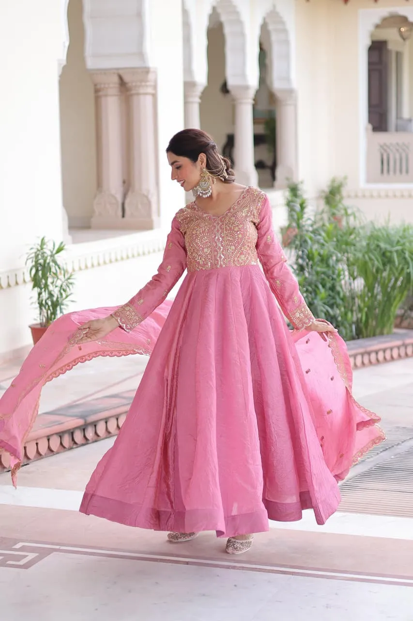 Lw 9323 Gold Crush With Rich Sequins &amp; Zari Embroidered Work Gown 5