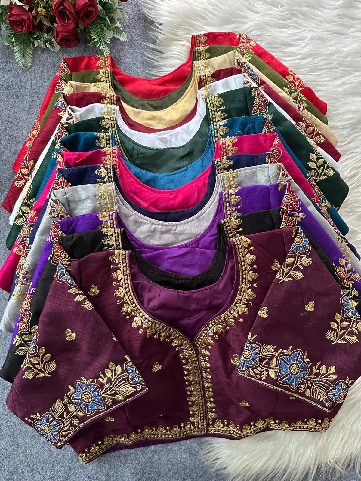 Multicolour Blouse Pure Silk Blouse