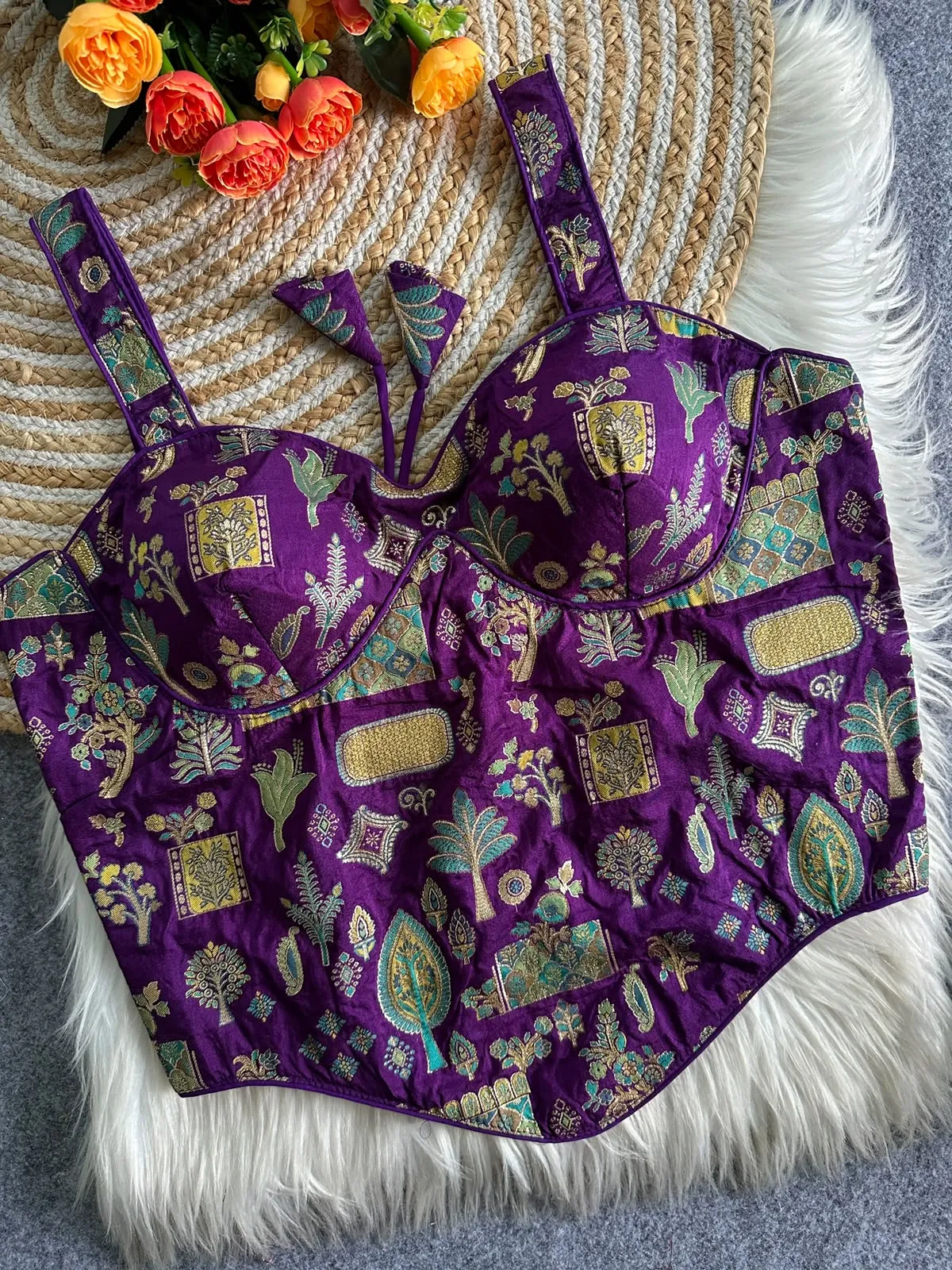 Partywear Corset Style Blouse Heavy Banarasi Blouse