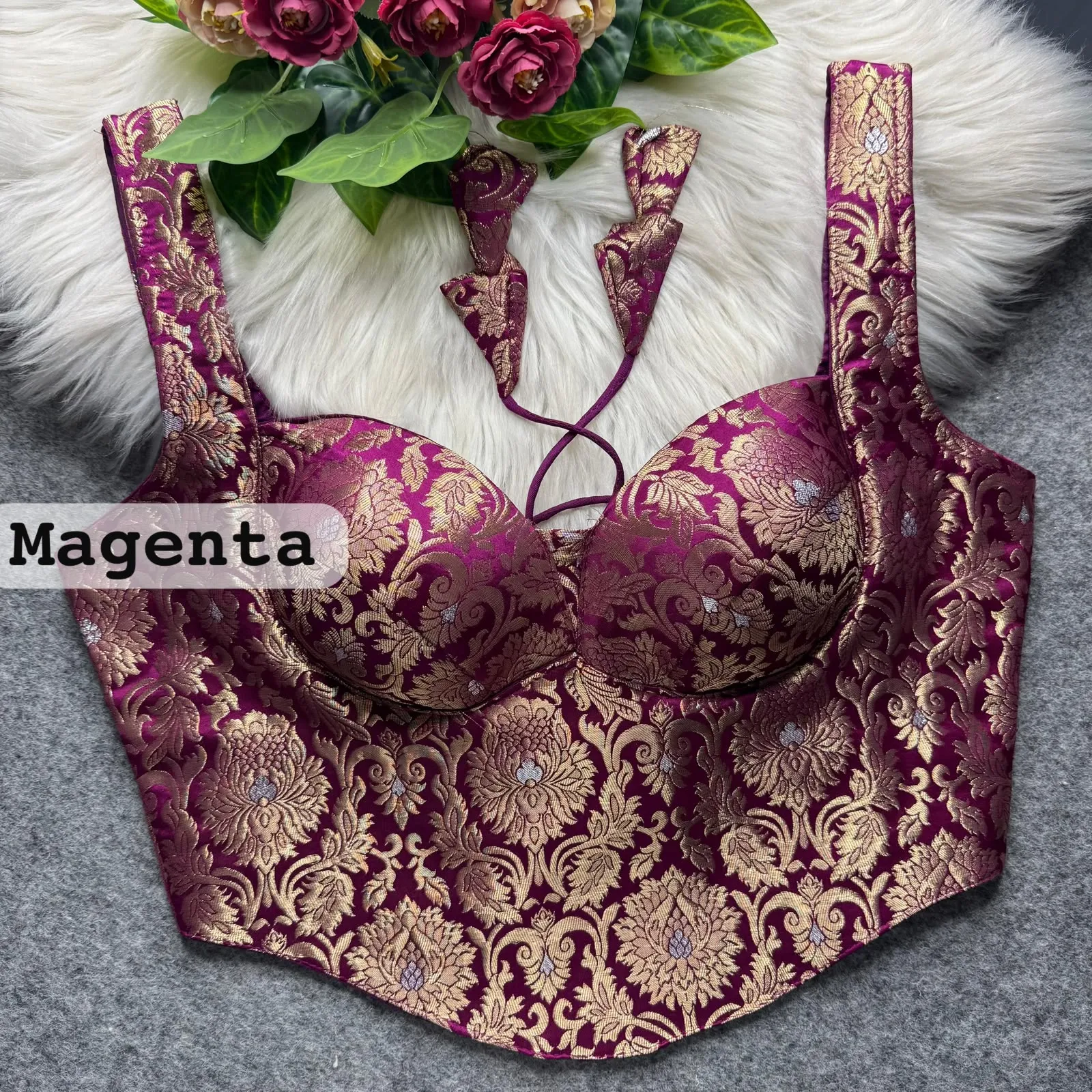 Partywear Corset Style Blouse Heavy Banarasi Blouse 2
