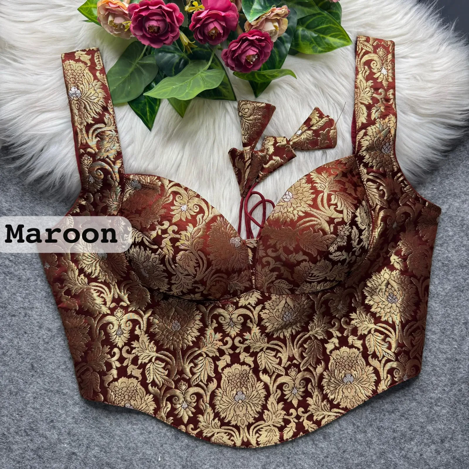 Partywear Corset Style Blouse Heavy Banarasi Blouse 3