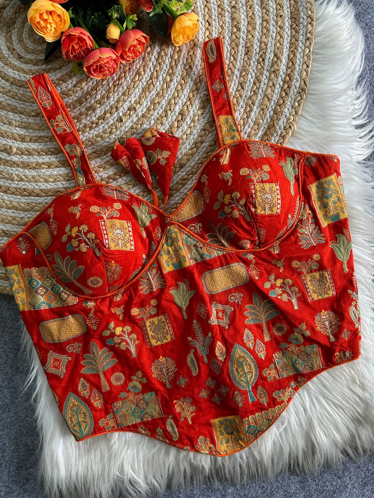 Partywear Corset Style Blouse Heavy Banarasi Blouse 6