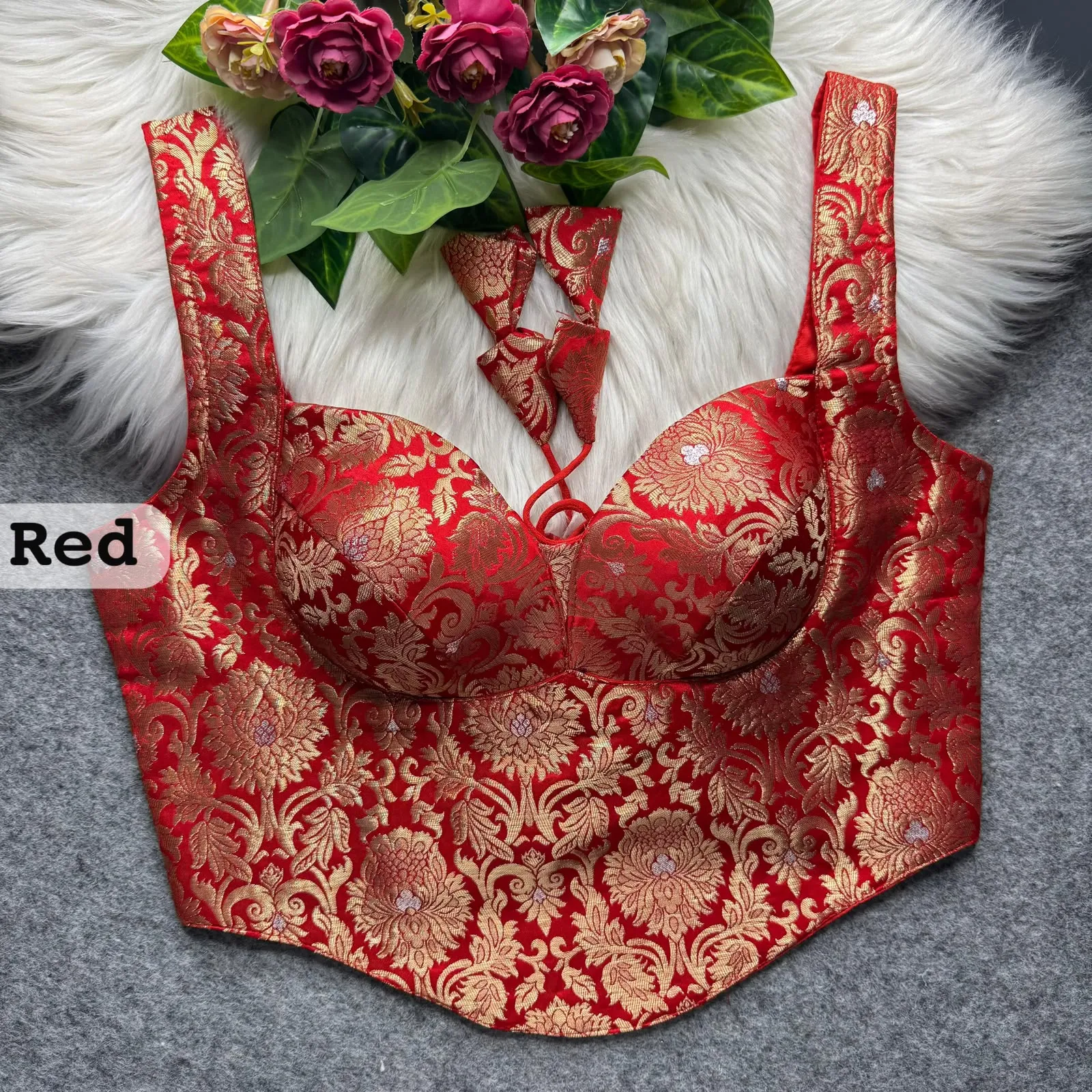 Partywear Corset Style Blouse Heavy Banarasi Blouse 7