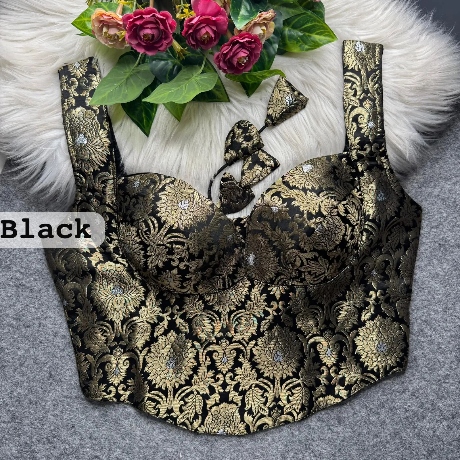 Partywear Corset Style Blouse Heavy Banarasi Blouse 8