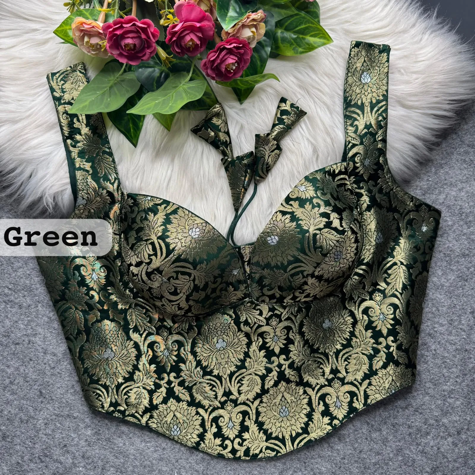 Partywear Corset Style Blouse Heavy Banarasi Blouse 9