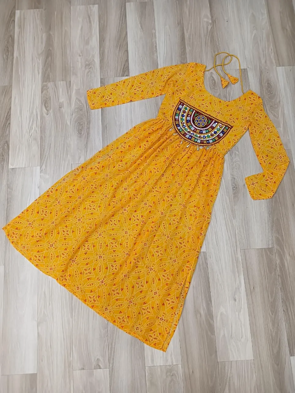 S 2025 Lw 9266 Bandhej Print Work With Kutchi Patch Work In Faux Georgette Kurtis 2