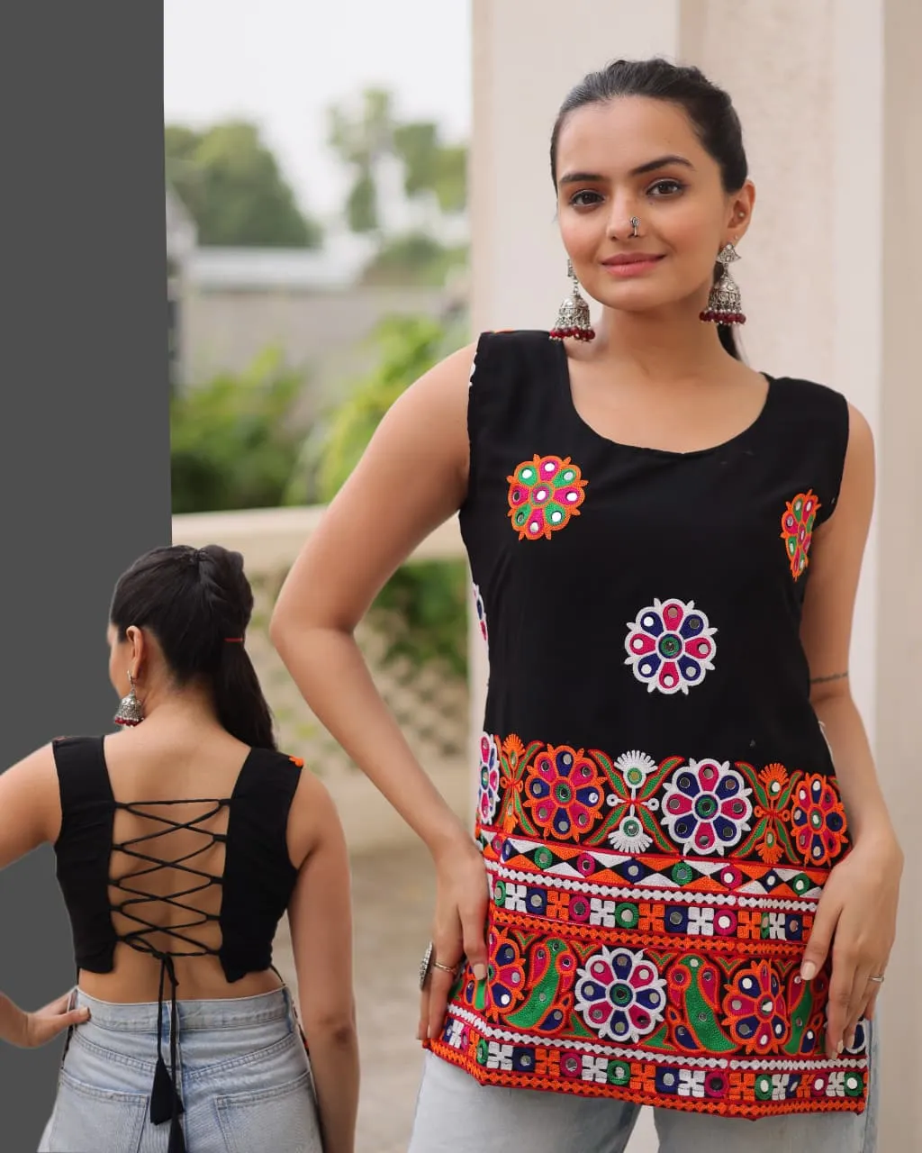 S 2026 Ka 1196 Georgette With Kutchi Gamthi Work Readymade Dress 3