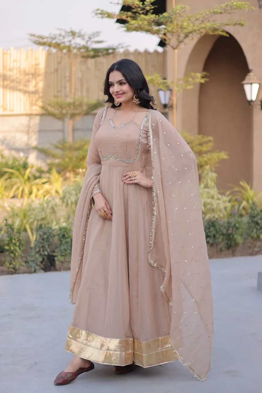 S 2026 Ka 1261 Silver Crunchy With Rich Mirror Lace Work Gown 3