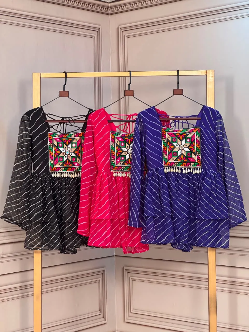 S 2026 Ka 5074 Laheriya Print Work With Kutchi Gamthi Patchework Work Readymade Dress