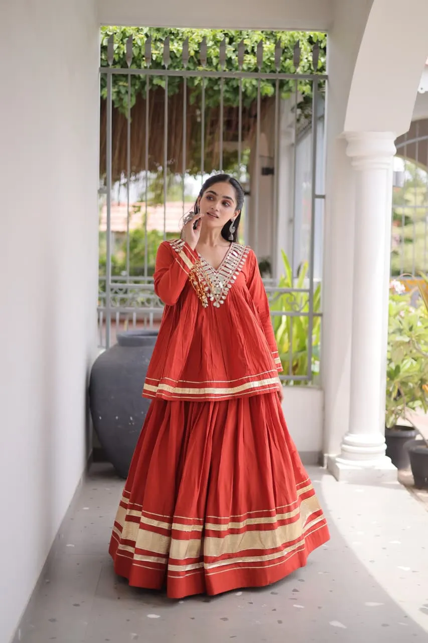 S 2026 Lw 7175 Kora Cotton With Zari &amp; Real Mirror Lace Work Lehenga Choli 3