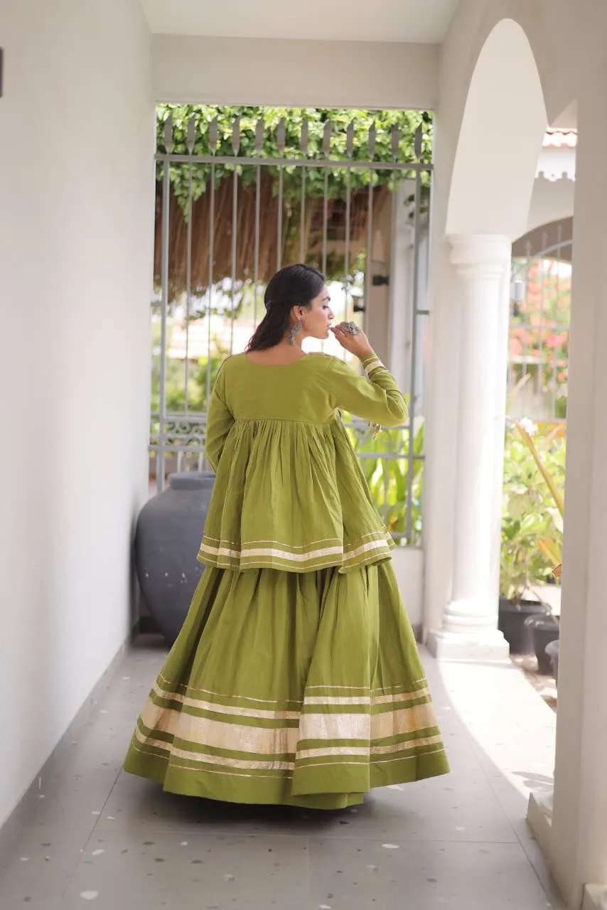 S 2026 Lw 7175 Kora Cotton With Zari &amp; Real Mirror Lace Work Lehenga Choli 4
