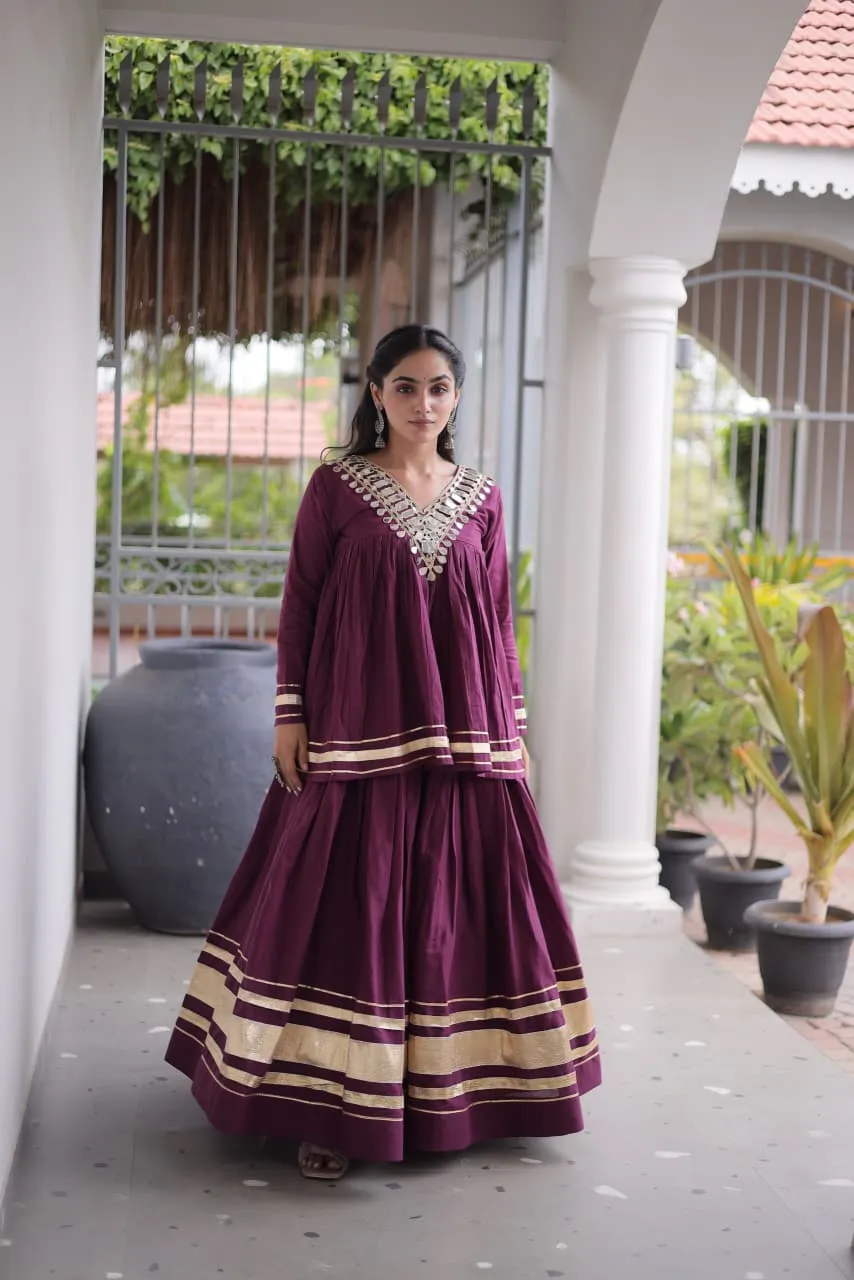 S 2026 Lw 7175 Kora Cotton With Zari &amp; Real Mirror Lace Work Lehenga Choli 6
