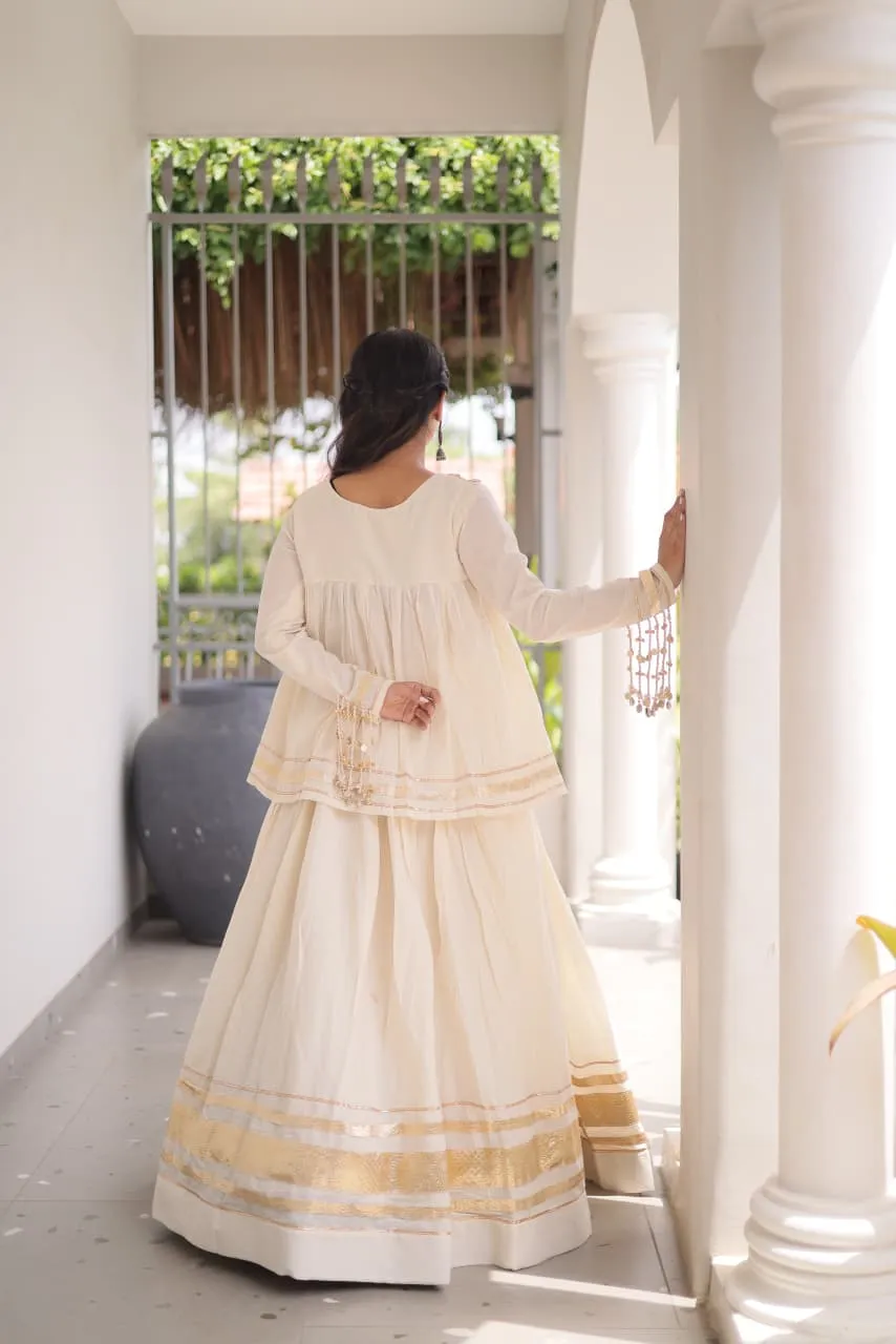 S 2026 Lw 7175 Kora Cotton With Zari &amp; Real Mirror Lace Work Lehenga Choli 8