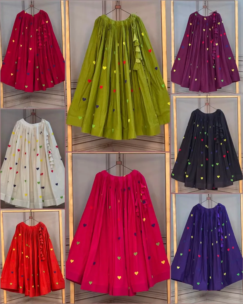 S 2026 Lw 7181 Cora Cotton With Attractive Heart Thread Embroidery Work Lehenga Choli
