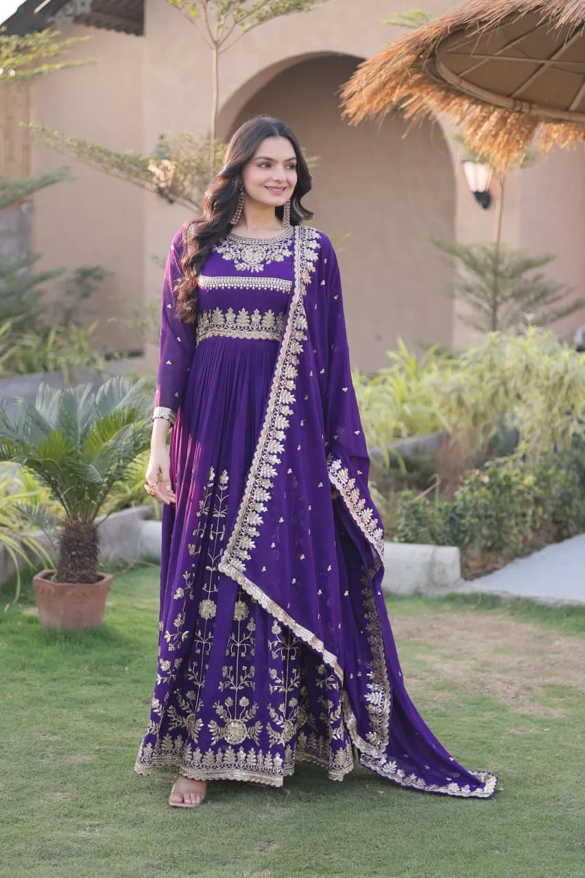 S 2026 Lw 9331 Faux Blooming Georgette With Zari & Sequins Embroidered Work Gown