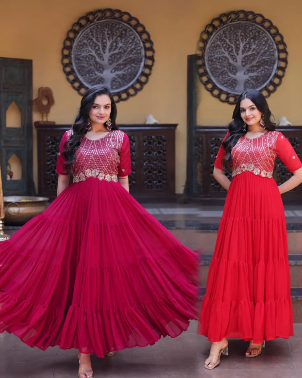 S Ka 1255 Faux Blooming With Embroidery Zari Sequins Work Gown