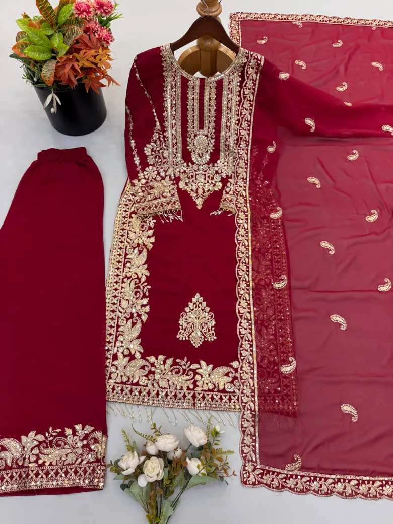 Sr 1617 Faux Georgette With Heavy Embroidery Sequence Work And Full Sleeve Readymade Dress 10