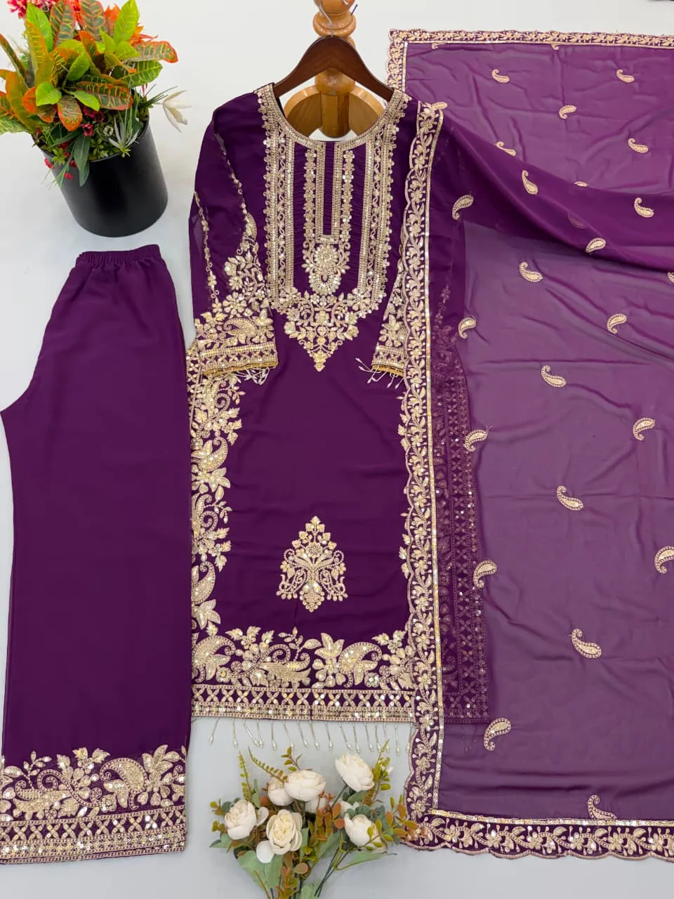 Sr 1617 Faux Georgette With Heavy Embroidery Sequence Work And Full Sleeve Readymade Dress 13