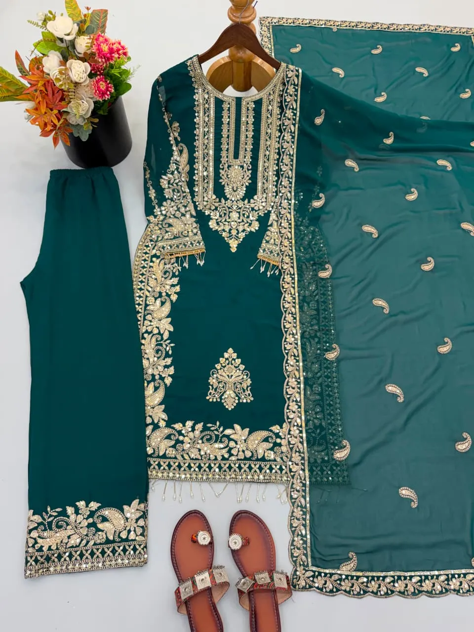 Sr 1617 Faux Georgette With Heavy Embroidery Sequence Work And Full Sleeve Readymade Dress 2