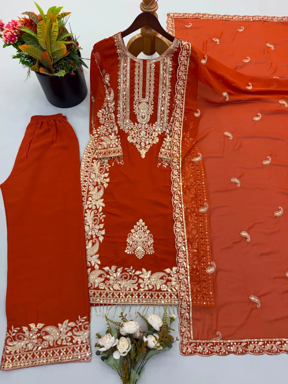 Sr 1617 Faux Georgette With Heavy Embroidery Sequence Work And Full Sleeve Readymade Dress 9