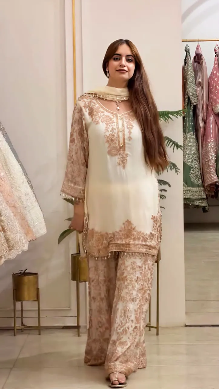 Sr 1720 Faux Georgette With Heavy Embroidery Sequence Work And Full Sleeve Readymade Dress 3