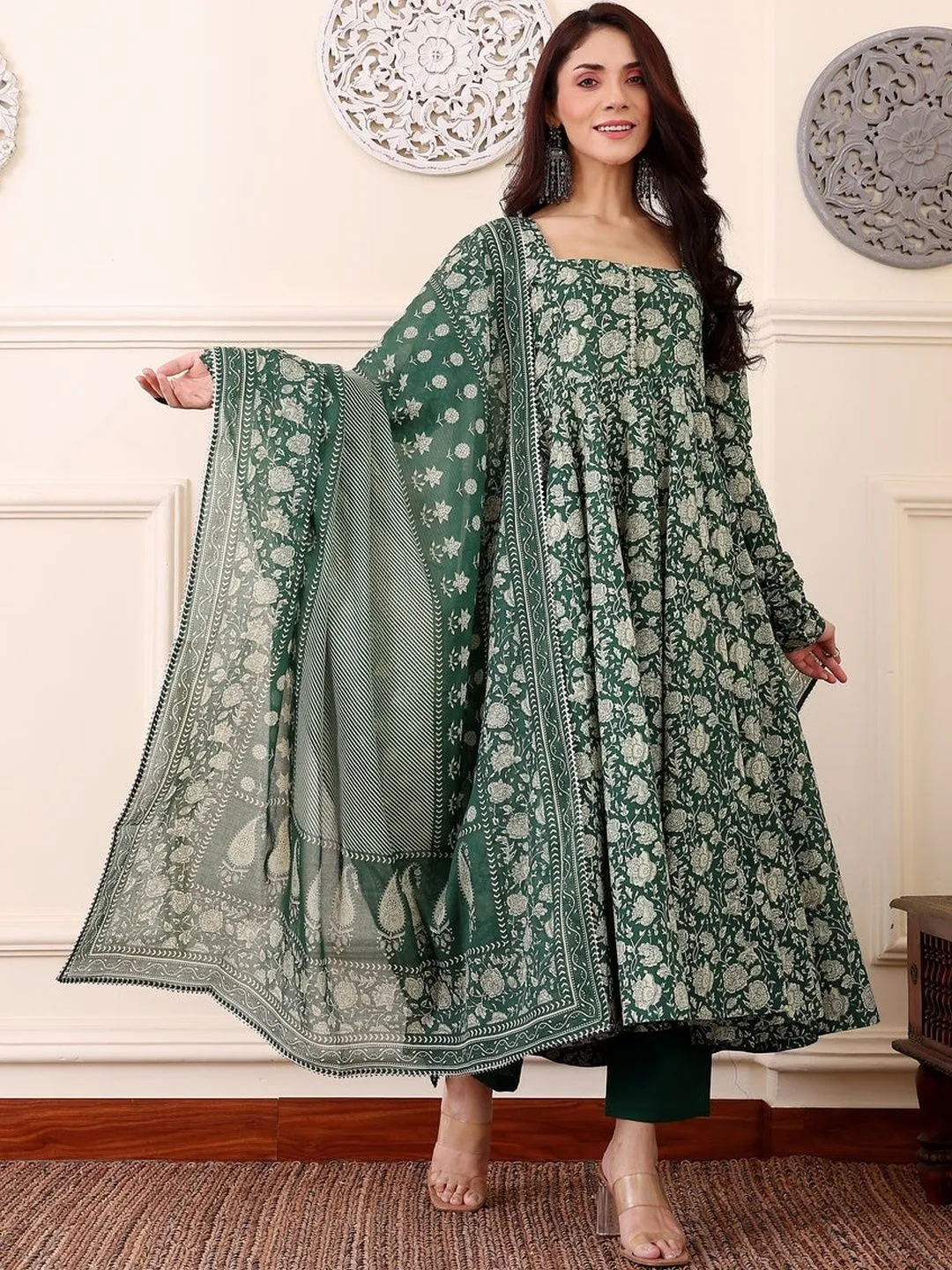 2061 Darkgreen Rayon Readymade Dress