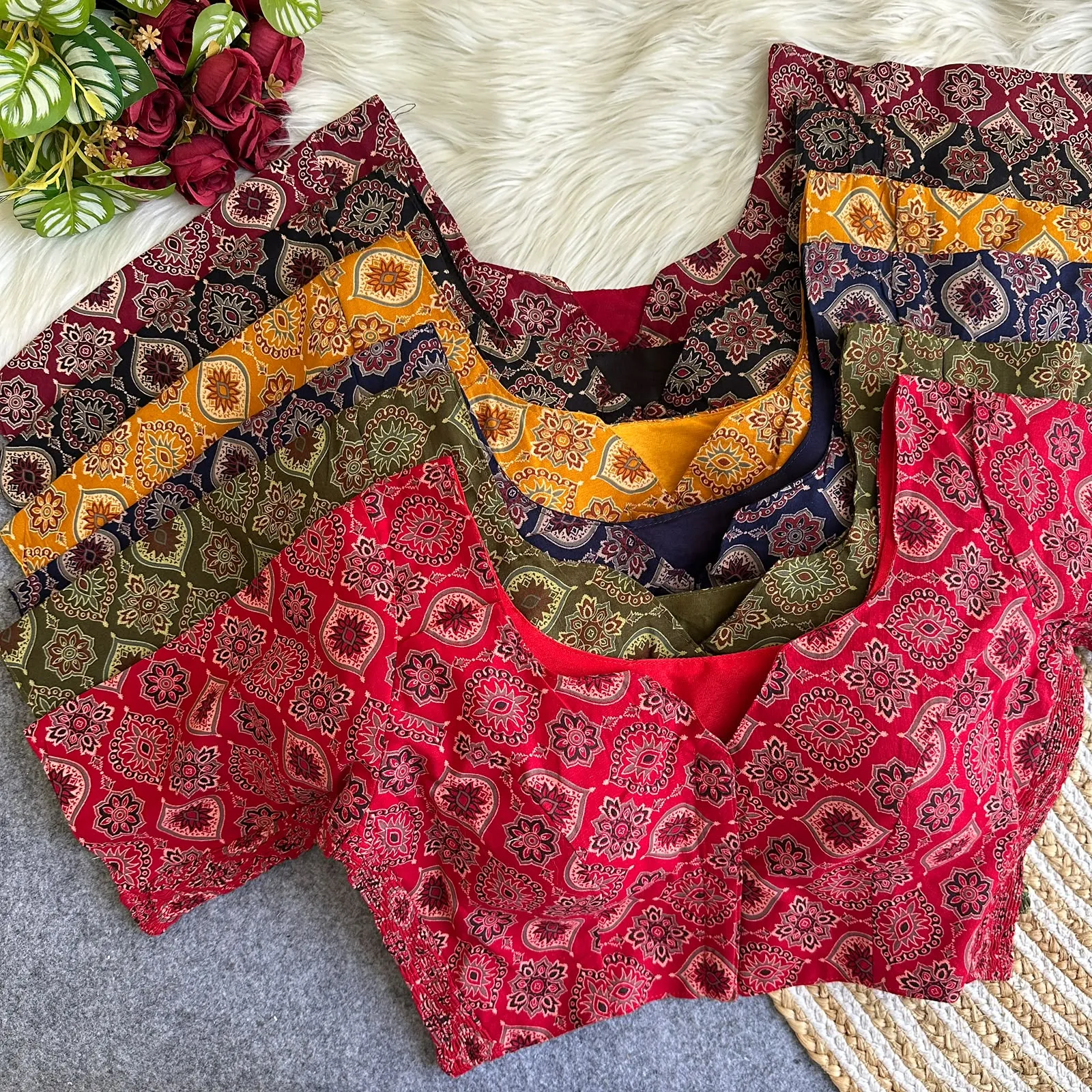 Arjrak Elastic Pure Ajrak Cotton Blouse 2