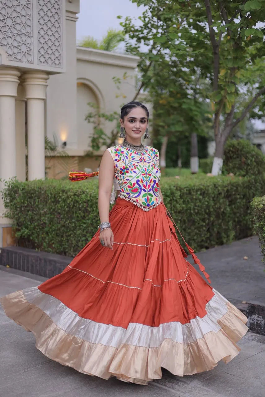 KA 5071 White Rayon And Lampi Lehenga Choli
