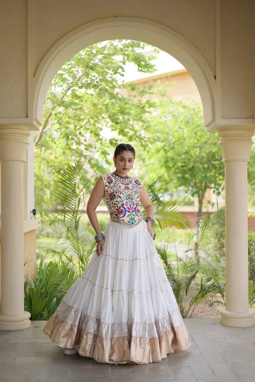 KA 5071 White Rayon And Lampi Lehenga Choli 11
