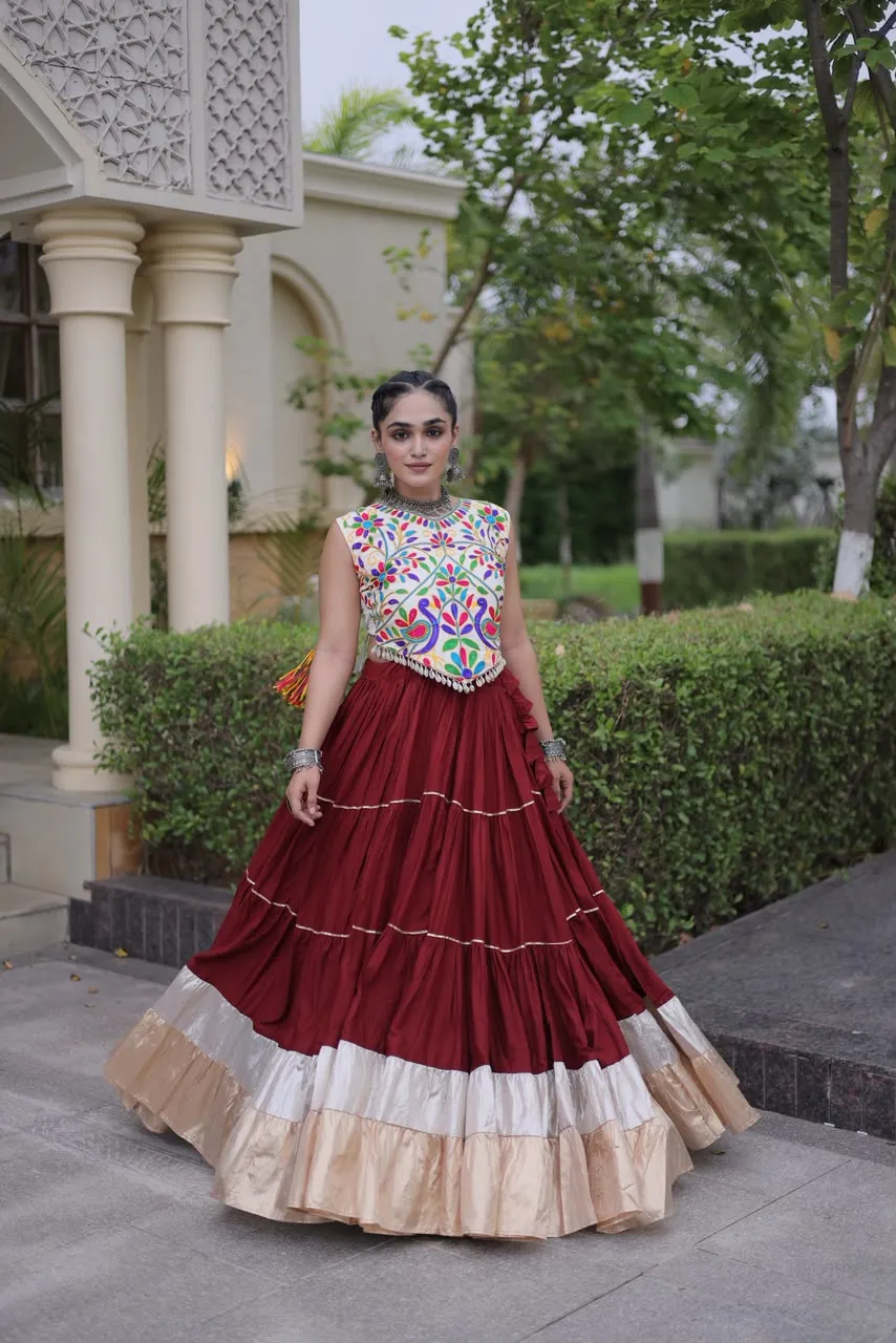 KA 5071 White Rayon And Lampi Lehenga Choli 13