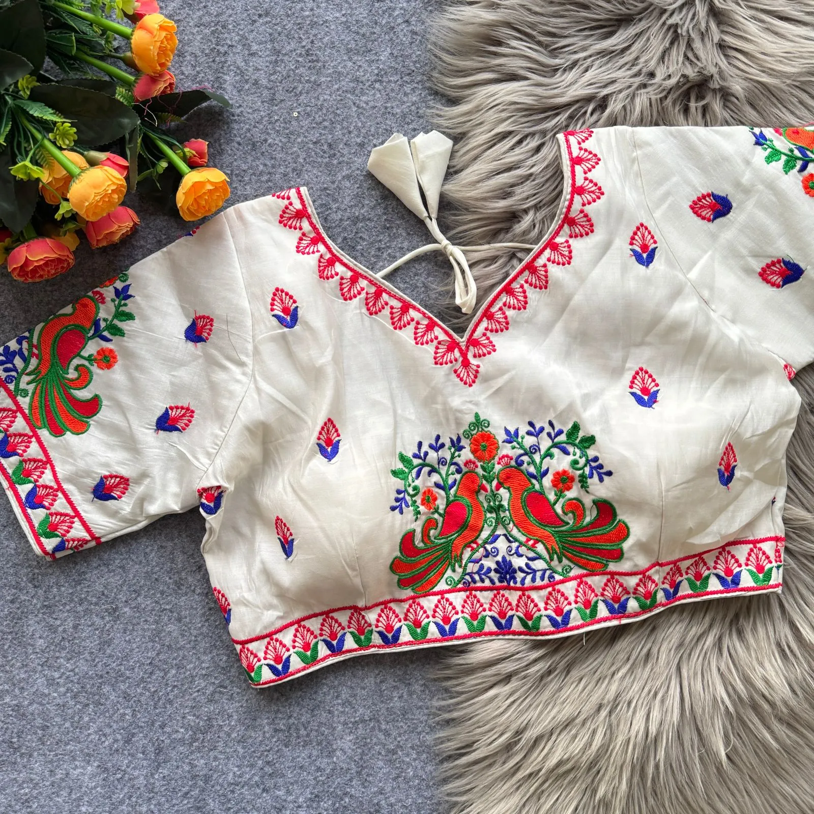 Lovebirds Embroidery Works Roman Cotton Blouse 4