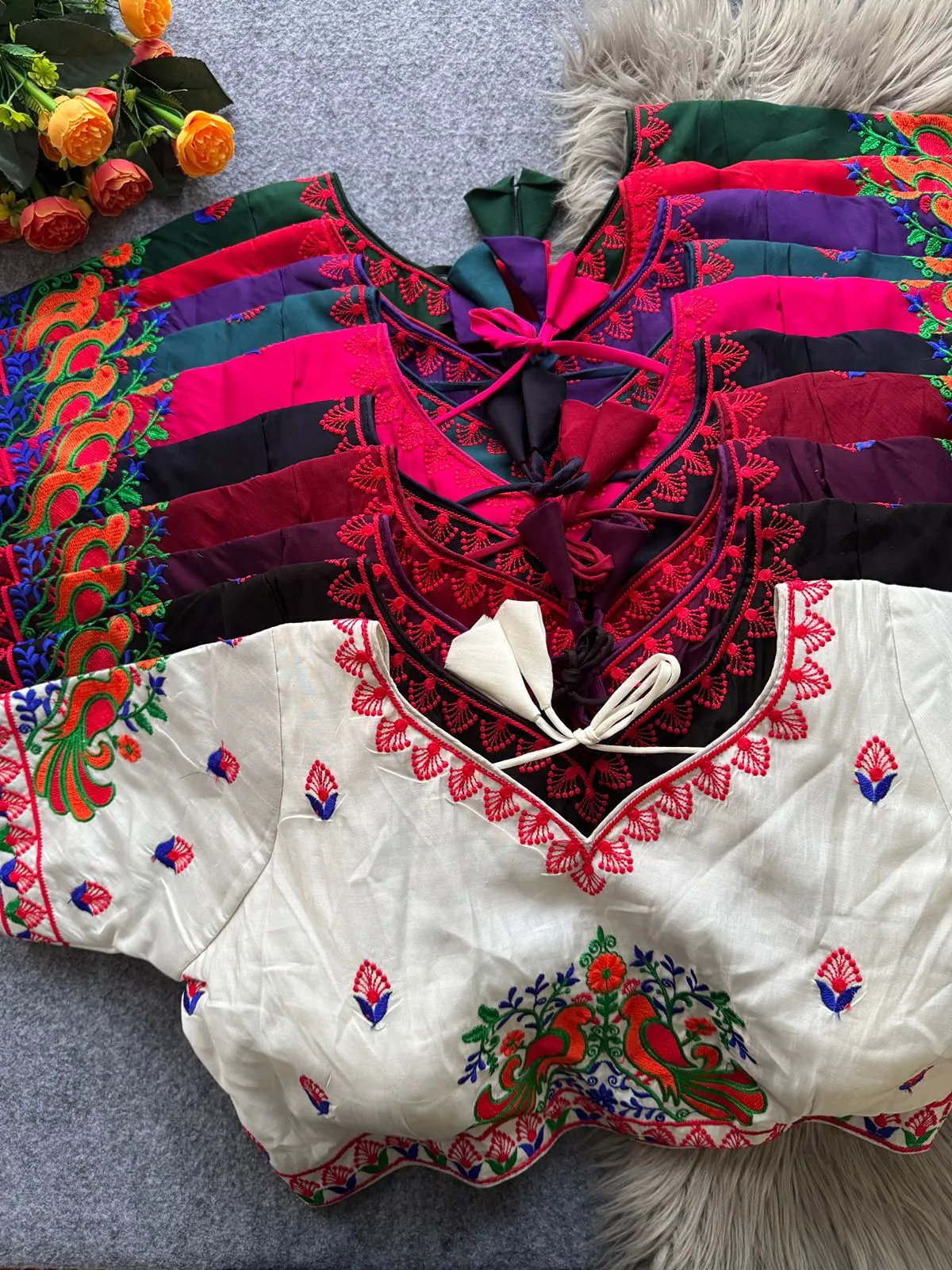 Lovebirds Embroidery Works Roman Cotton Blouse 6