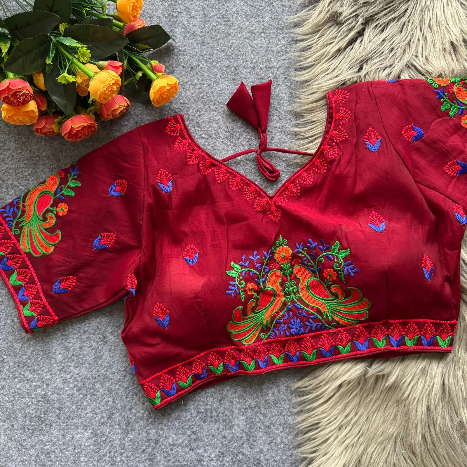 Lovebirds Embroidery Works Roman Cotton Blouse 8