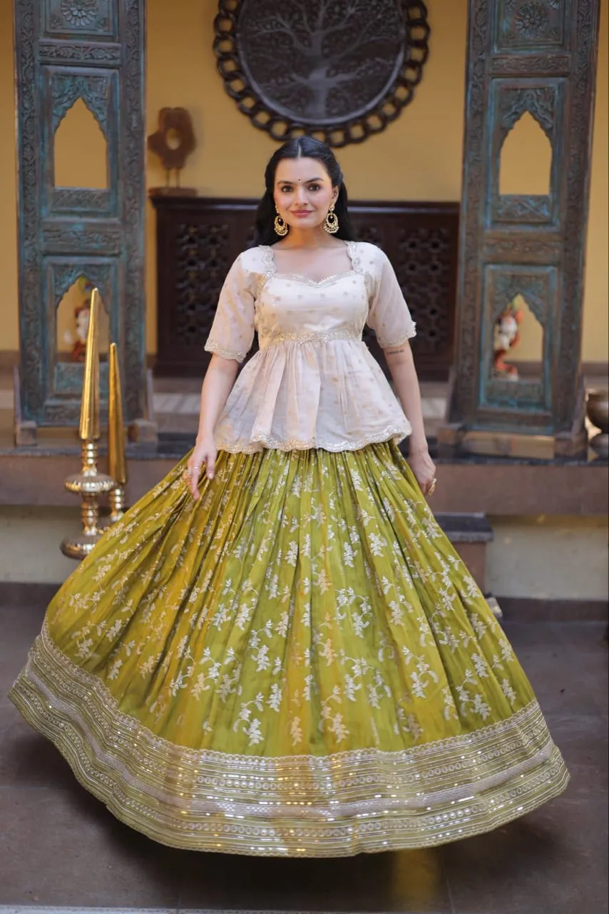 LW 7166 Wine Jacquard Lehenga Choli - Image 3