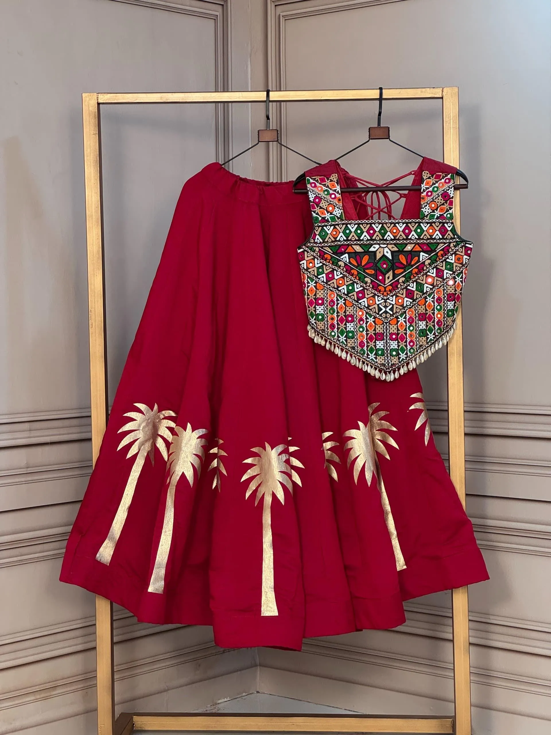 LW 7171 Maroon Full Stitched Lehenga Choli 2