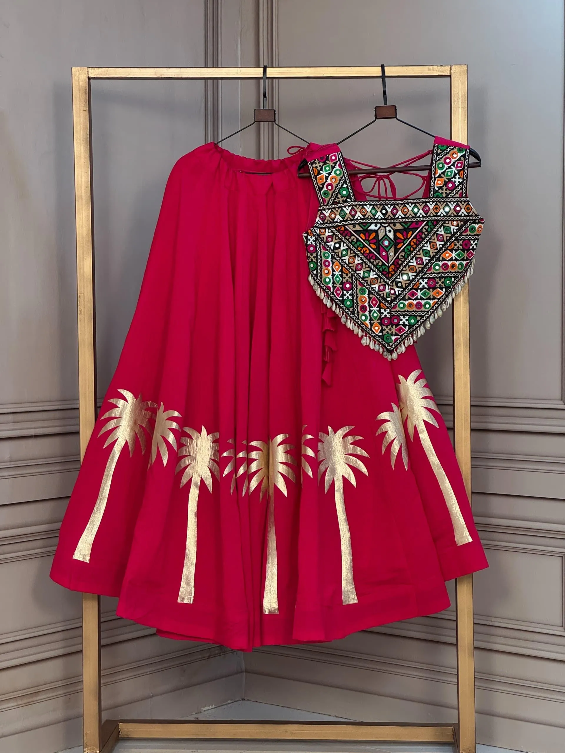LW 7171 Maroon Full Stitched Lehenga Choli 4