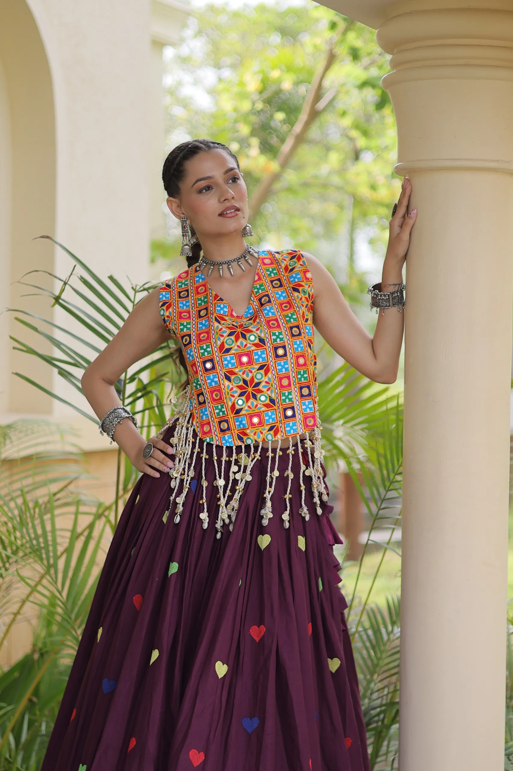 LW 7181 Wine Cora Cotton Lehenga Choli 4