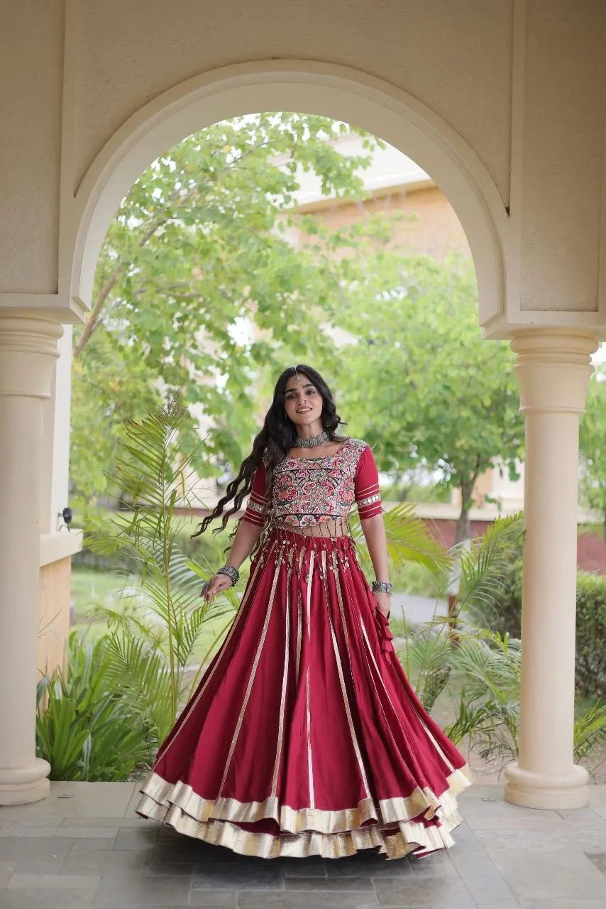 LW 7184 Maroon 14 Kg Reyon Lehenga Choli 4