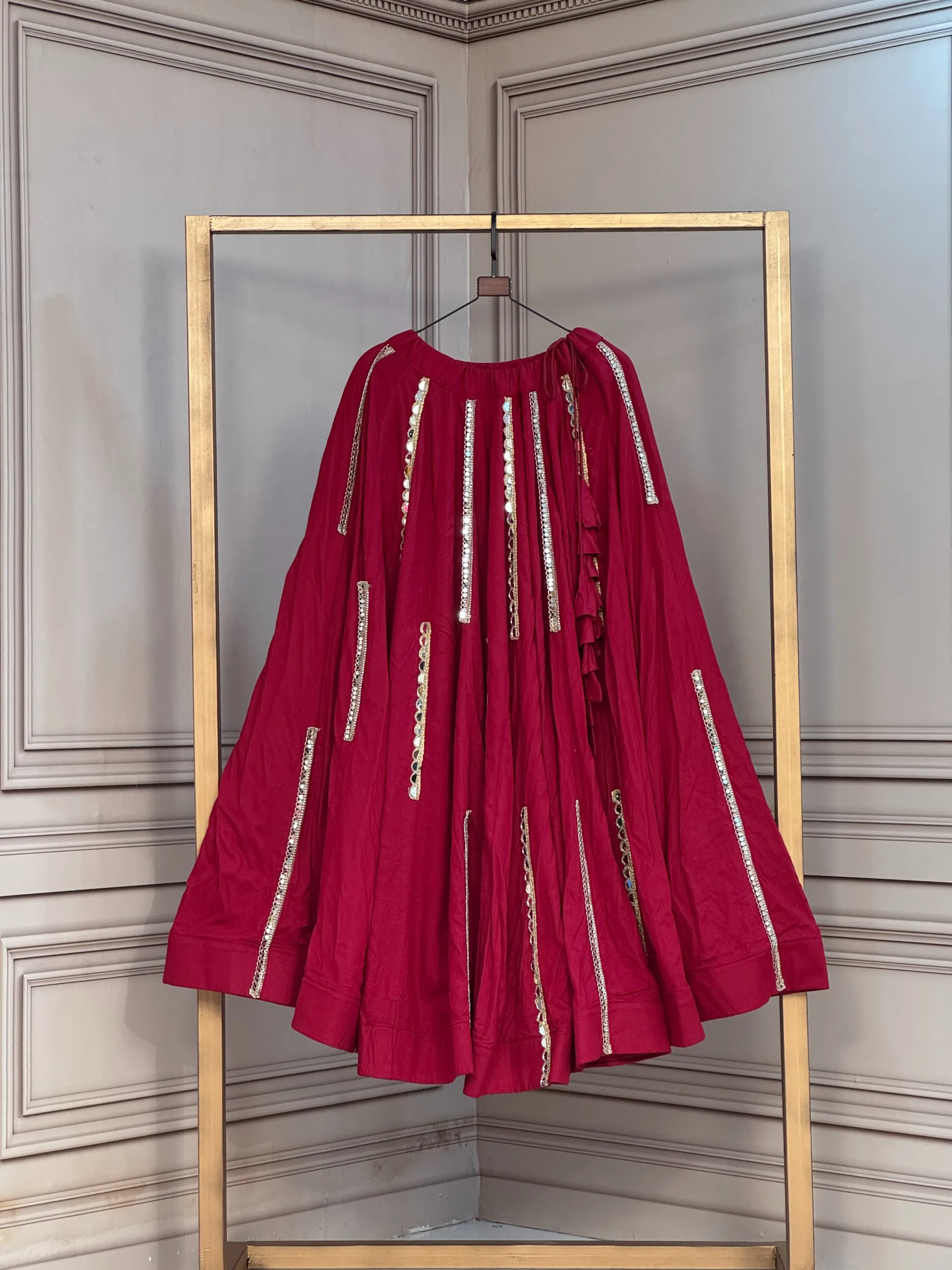 LW 7185 Maroon Rayon Lehenga Choli 4