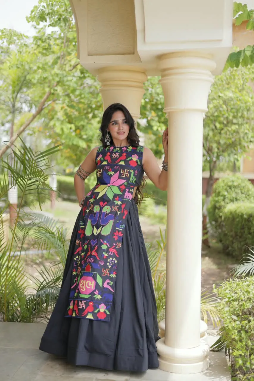 LW 7188 Black Cora Cotton Lehenga Choli 2
