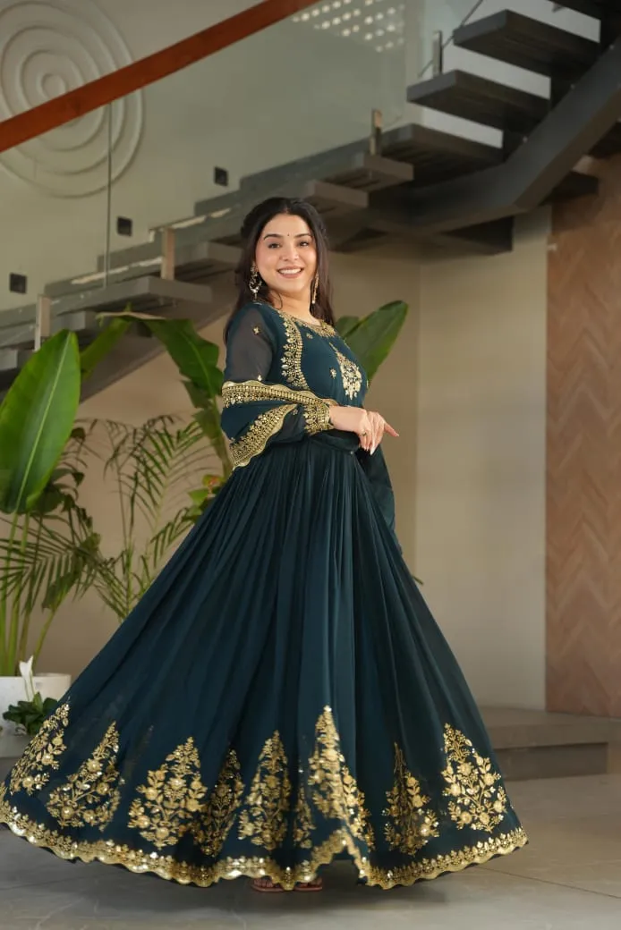 LW 9227 Faux Blooming Georgette Gown 3